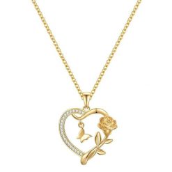 Rafaela Donata Łańcuszek Serce/motyl/róża Srebro wysokiej próby Żółte złoto Naszyjniki 1 ct Damski. Żółte naszyjniki damskie Rafaela Donata, pozłacane. Za 229.99 zł.
