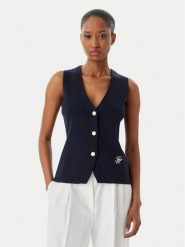 Tommy Hilfiger Top WW0WW49707 Granatowy Slim Fit. Niebieskie topy damskie Tommy Hilfiger, m, bez wzorów, z bawełny, bez ramiączek. Za 529.99 zł.