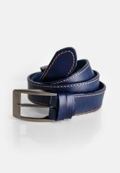 Granatowy pasek z ochrową nicią REGO 2. Niebieskie paski męskie Volcano, z aplikacjami, z jeansu, eleganckie. Za 79.99 zł.