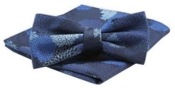 Męska Mucha z Poszetką (Alties) - Granat, Duże Kwiaty. Niebieskie krawaty i muchy męskie Alties, bez wzorów, eleganckie. Za 54.00 zł.