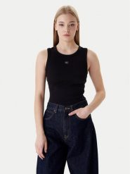 Calvin Klein Top LV047C201G Czarny Slim Fit. Czarne topy sportowe damskie CALVIN KLEIN, xxs, bez wzorów, z bawełny, bez ramiączek. Za 129.99 zł.