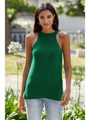 Milan Kiss Top w kolorze zielonym rozmiar: XL. Zielone topy damskie Milan Kiss, xl, bez wzorów, z wełny, bez kołnierzyka. Za 109.78 zł.