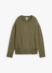 Sweter z mieszanki wiskozy. Zielone swetry klasyczne damskie bonprix, z wiskozy, bez kołnierzyka. Za 104.99 zł.