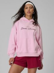 4F Bluza dresowa loose z kapturem damska - różowa S. Czerwone bluzy sportowe damskie 4f, s, bez wzorów, z bawełny, bez ramiączek, z kapturem. Za 169.99 zł.