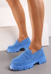 Niebieskie Casualowe Mokasyny z Ekozamszu na Grubej Podeszwie Viara. Niebieskie mokasyny damskie Born2be, z jeansu. Za 84.99 zł.