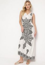 Jasnobeżowa Sukienka w Stylu Boho z Gumką w Pasie i Troczkami na Ramionach Aretava. Brązowe sukienki damskie Born2be, na co dzień, l, bez wzorów, boho, bez kołnierzyka, bez ramiączek, maxi, proste. W wyprzedaży za 47.99 zł.