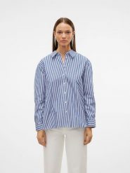 Vero Moda Koszula w kolorze niebiesko-białym rozmiar: L. Białe koszule damskie Vero Moda, l, bez wzorów, z bawełny, bez kołnierzyka, bez ramiączek. Za 92.42 zł.