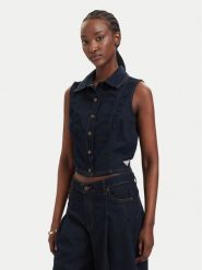 Guess Jeans Kamizelka W6GHZ9 D7971 Granatowy Regular Fit. Niebieskie kamizelki damskie Guess Jeans, m, z bawełny. Za 253.99 zł.