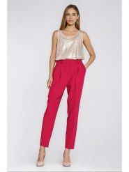 Nife Spodnie w kolorze czerwonym rozmiar: 36. Czerwone spodnie materiałowe damskie Nife, bez wzorów, z materiału, z podwyższonym stanem. Za 150.02 zł.