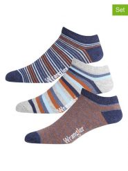 Wrangler Skarpety sportowe (3 pary) "Darroch" w kolorze jasnobrązowo-granatowym rozmiar: 43-46. Brązowe skarpetki męskie Wrangler, bez wzorów. Za 19.54 zł.