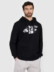 4F Bluza dresowa nierozpinana z kapturem męska - czarna M. Czarne bluzy z kapturem męskie 4f, m, z dresówki. Za 249.99 zł.