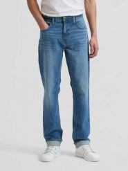 MESKIE SPODNIE LEE HADEN BLUE FORCE 112376378. Niebieskie spodnie materiałowe męskie Lee, bez wzorów, z jeansu. Za 199.99 zł.