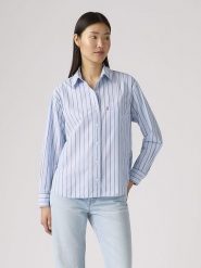 Levi's Koszula w kolorze błękitno-brązowym rozmiar: L. Niebieskie koszule damskie Levi's, l, bez wzorów, z bawełny, bez kołnierzyka, bez ramiączek. Za 100.75 zł.