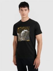 4F T-shirt regular z nadrukiem męski - czarny 3XL. Czarne t-shirty męskie 4f, m, bez wzorów, z bawełny, bez kołnierzyka. Za 69.99 zł.