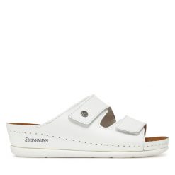 Klapki Dr. Brinkmann. Białe klapki damskie Dr. Brinkmann, bez wzorów, bez obcasa. Za 249.99 zł.