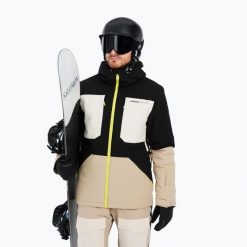 Kurtka snowboardowa męska Protest Prtenstone. Czarne kurtki męskie Protest, l, bez wzorów, z materiału, bez kaptura, snowboardowy. Za 799.99 zł.