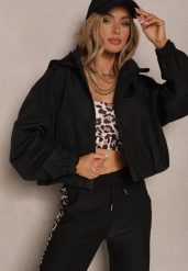 Czarna Kurtka w Stylu Streetwear z Kapturem Oversize Nativiona. Czarne kurtki damskie Renee, l, bez wzorów, z jeansu, z kapturem. Za 159.99 zł.