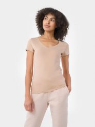 4F T-shirt slim gładki damski XS. Czarne t-shirty damskie 4f, xs, bez wzorów, z bawełny, bez kołnierzyka. Za 49.99 zł.