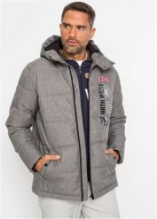Kurtka outdoorowa ocieplana. Szare kurtki męskie bonprix, m, bez wzorów, bez kaptura. Za 389.99 zł.