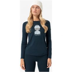 Koszulka z długim rękawem damska SUPER.NATURAL W Snow Cat LS. Niebieskie t-shirty damskie Super.natural, l, bez wzorów, bez kołnierzyka. Za 279.99 zł.