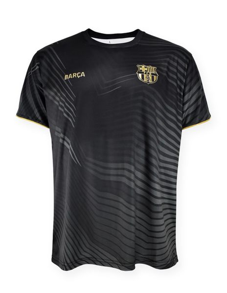 Barça 2025-26 treningowa koszulka - czarno-złota. Czarne t-shirty damskie FC Barcelona, m, z materiału, bez ramiączek, na fitness i siłownię. Za 175.48 zł.