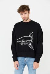 PALM ANGELS Czarna męska bluza Split Shark Crew, Rozmiar M. Czarne bluzy bez kaptura męskie PALM ANGELS, m. W wyprzedaży za 1,999.99 zł.