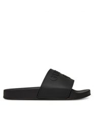 Guess Klapki E5GZ07BB00F Czarny. Czarne klapki damskie Guess, z aplikacjami, z tworzywa sztucznego, bez obcasa. Za 189.99 zł.