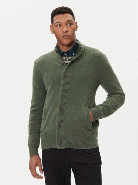 Barbour Kardigan Essential MKN0731OL51 Zielony Regular Fit. Zielone kardigany męskie Barbour, m, bez wzorów, z wełny, bez kołnierzyka. Za 439.99 zł.