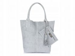 Worek jasnoszary skórzany L82. Szare torby na laptopa męskie ze skóry. Za 149.90 zł.