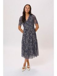 Soaked in Luxury Sukienka "Aldora" w kolorze granatowo-beżowym rozmiar: L. Brązowe sukienki damskie Soaked in Luxury, l, bez wzorów, bez kołnierzyka, bez ramiączek, maxi, kopertowe. Za 144.24 zł.