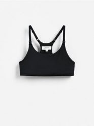 Sportowy top - czarny. Czarne topy sportowe damskie Reserved, l, bez wzorów, z dzianiny, bez ramiączek. Za 79.99 zł.