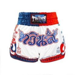 Szorty do boksu tajskiego Booster Fight Gear TTBL Yant. Białe szorty damskie TWINS, bez wzorów, z materiału, sportowe. Za 411.50 zł.