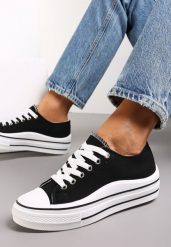 Czarne Sznurowane Trampki przed Kostkę Monserie. Czarne trampki i tenisówki damskie Renee, bez wzorów, przed kostkę. Za 74.99 zł.