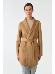 TATUUM Płaszcz przejściowy w kolorze karmelowym rozmiar: 44. Brązowe płaszcze damskie Tatuum, bez wzorów, z wełny. Za 588.81 zł.