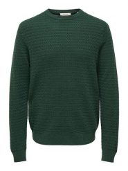 ONLY & SONS Sweter w kolorze ciemnozielonym rozmiar: M. Zielone swetry męskie Only & Sons, m, bez wzorów, z bawełny, bez kołnierzyka. Za 114.95 zł.