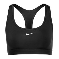 Biustonosz treningowy Nike Swoosh Light Support. Czarne biustonosze sportowe damskie Nike, bez wzorów. Za 133.00 zł.