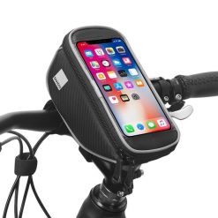 Torba na kierownicę z kieszenią na telefon. Czarne torebki klasyczne damskie SAHOO, bez wzorów, z poliesteru, bez dodatków. Za 39.90 zł.