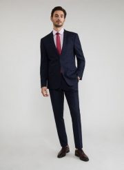 Granatowe spodnie garniturowe P22SF-6G-013-G-S. Spodnie wizytowe męskie Pako Lorente, z elastanu. Za 149.99 zł.