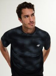 4F T-shirt regular z nadrukiem męski - czarny XL. Czarne t-shirty męskie 4f, m, bez wzorów, z bawełny, bez kołnierzyka. Za 89.99 zł.