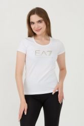 EA7 Biały t-shirt. Białe t-shirty damskie EA7 Emporio Armani, xs, bez wzorów, bez kołnierzyka. W wyprzedaży za 141.99 zł.