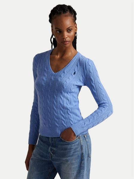 Polo Ralph Lauren Sweter 211971866004 Niebieski Slim Fit. Niebieskie swetry klasyczne damskie Polo Ralph Lauren, m, z wełny, bez kołnierzyka. Za 929.99 zł.