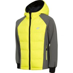 Softshell chłopięcy (122-164) JSFM401 - szary. Szare kurtki softshell damskie 4F JUNIOR, m, bez wzorów, z meshu, z kapturem. W wyprzedaży za 99.99 zł.
