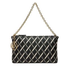 Torebka Armani Exchange. Czarne torebki klasyczne damskie Armani Exchange, bez wzorów, wizytowe, bez kołnierzyka, bez ramiączek. Za 539.99 zł.