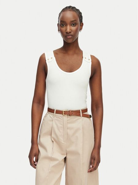 Tommy Hilfiger Top WW0WW52112 Biały Slim Fit. Białe topy damskie Tommy Hilfiger, xxs, bez wzorów, z wiskozy, bez ramiączek. Za 249.99 zł.