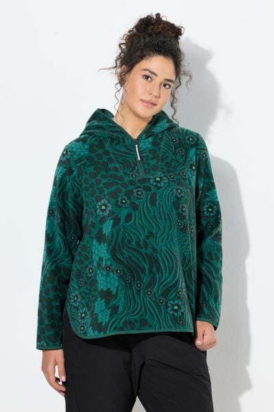 Damskie Polarowa bluza z kapturem krótka wzór kwiatowy/w panterkę kaptur. Zielone bluzy z kapturem damskie Ulla Popken, plus size, z materiału. Za 239.99 zł.