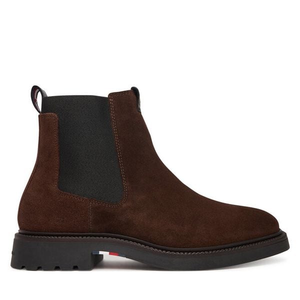 Sztyblety Tommy Hilfiger. Brązowe sztyblety męskie Tommy Hilfiger, bez zapięcia. Za 449.99 zł.