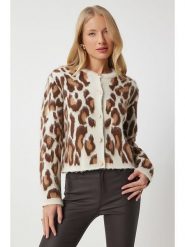 Happiness Istanbul Kardigan w kolorze kremowo-jasnobrązowym rozmiar: S/M. Brązowe kardigany damskie Happiness Istanbul, m, bez wzorów, ze splotem. Za 100.28 zł.