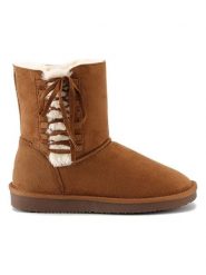 ISLAND BOOT Botki zimowe "Goldboro" w kolorze jasnobrązowym rozmiar: 36. Brązowe botki damskie Island Boot, na zimę, z materiału, bez obcasa, bez zapięcia. Za 165.99 zł.