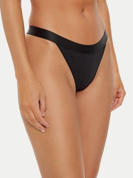 Boss Stringi 50520398 Czarny. Czarne stringi damskie Boss, xxl, bez wzorów, z bawełny. Za 79.99 zł.