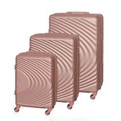 Zestaw walizek BETLEWSKI ZEST BWA-055 różowe złoto. Czerwone walizki Betlewski, bez wzorów, z materiału, małe. Za 539.99 zł.